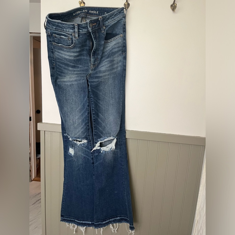 American Eagle Flare Jeans with Distressing